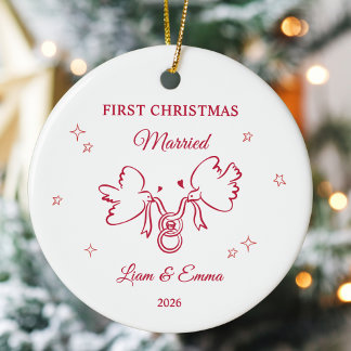 Décoration En Céramique Noël personnalisé pour les jeunes mariés avec une 
