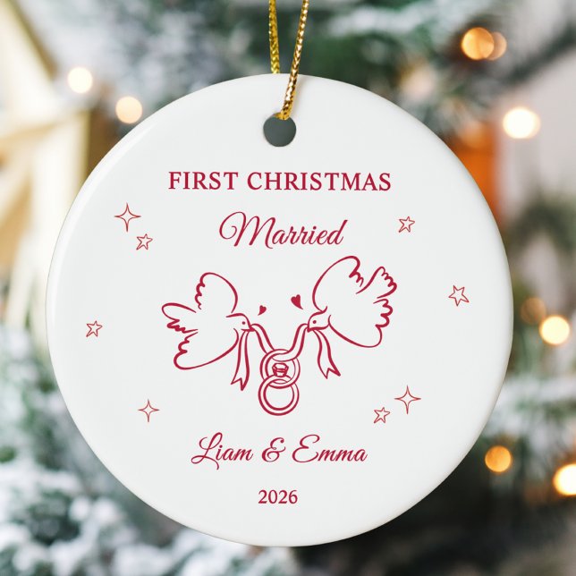 Décoration En Céramique Noël personnalisé pour les jeunes mariés avec une  (Créateur téléchargé)