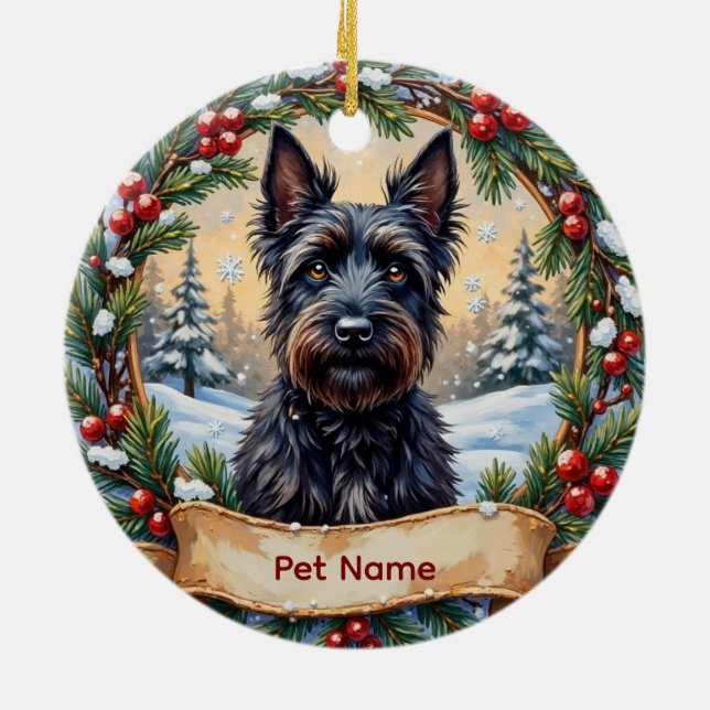 Décoration En Céramique Noël personnalisé pour Terrier Écossais (Dos)