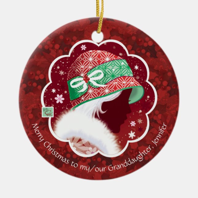 Décoration En Céramique Noël, Petite-fille, Fille en casquette rouge (Devant)