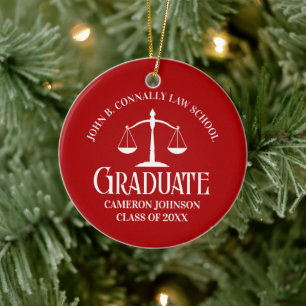Décoration En Céramique Noël Photo Diplômé École de Droit Rouge Personnali