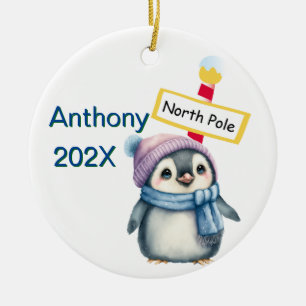 Décoration En Céramique Noël pingouin personnalisé du pôle Nord