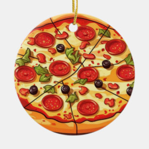 Décoration En Céramique Noël Pizza, Rigolo Foodie, Cadeau Échange Éléphant