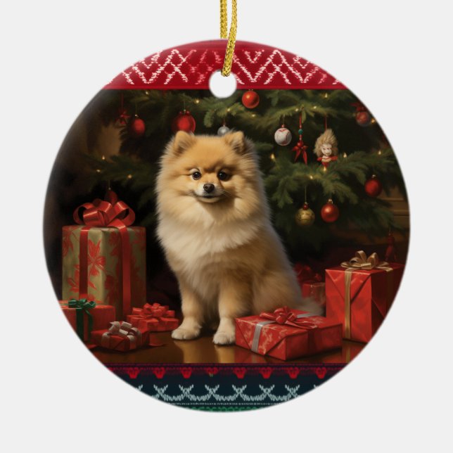 Décoration En Céramique Noël Poméran (Devant)