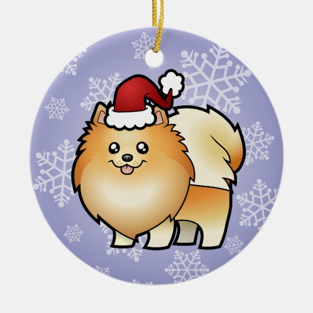 Décoration En Céramique Noël Pomeranian (Devant)