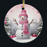 Décoration En Céramique Noël rose Snowman<br><div class="desc">Noël rose Snowman</div>