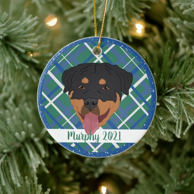 Décoration En Céramique Noël Rottweiler personnalisé (Arbre)