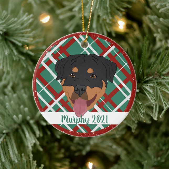 Décoration En Céramique Noël Rottweiler personnalisé (Arbre)