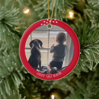 Décoration En Céramique Noël Rouge Blanc Personnalisé Enfant Animaux de Co
