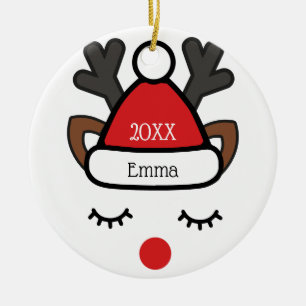 Décoration En Céramique Noël Rudolph fun Personnalisé Nom et photo