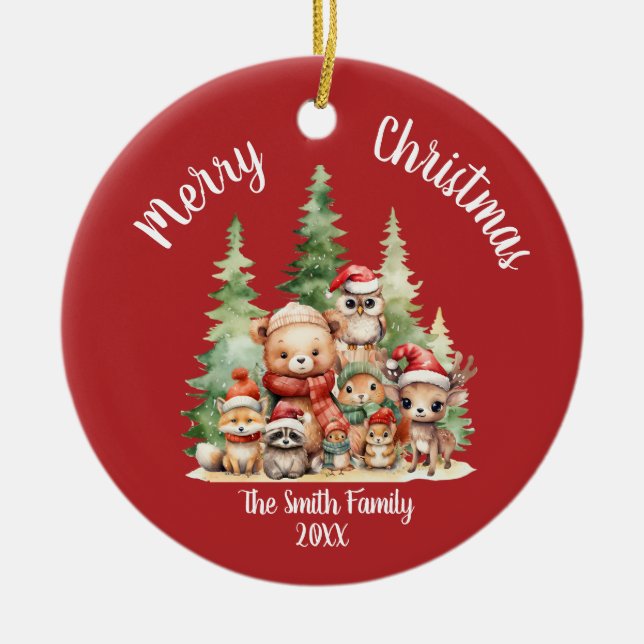 DÉCORATION EN CÉRAMIQUE NOËL RUSTIQUE ANIMAUX EN BOIS (Devant)