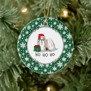 Décoration En Céramique Noël Santa Hat Chih Tzu (blanc tan) Chien mignonne