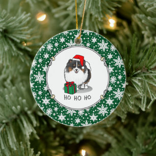 Décoration En Céramique Noël Santa Hat Pomeranian (tri-couleur) mignonne