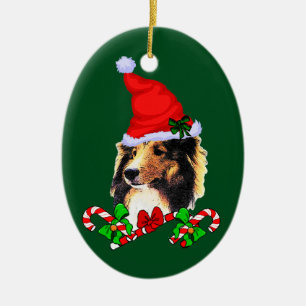 Décoration En Céramique Noël Shetland Sheepdog