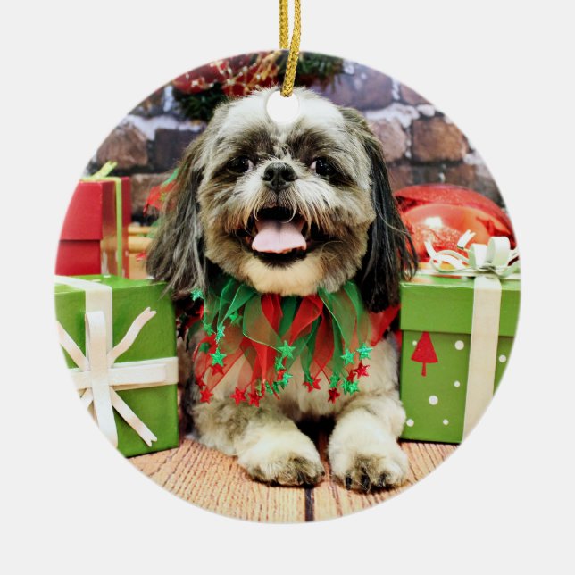 Décoration En Céramique Noël - Shih Tzu - Jake (Devant)
