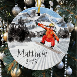 Décoration En Céramique Noël Snowboard Snowboard Personnalisé<br><div class="desc">Cette conception peut être personnalisée dans la zone fournie en modifiant la photo et/ou le texte. Vous pouvez également le customiser en cliquant sur Personnaliser ce Modèle, puis en choisissant l'option cliquer pour customiser et supprimer ou modifier la couleur de l'arrière - plan, ajouter du texte, modifier la couleur ou...</div>