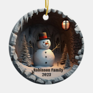 Décoration En Céramique Noël Snowman 3D