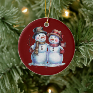 Décoration En Céramique Noël Snowman vacances Vintages