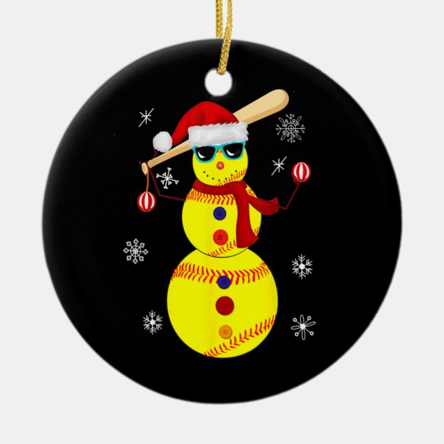 Décoration En Céramique Noël Softball Bat Snowman Père Noël Snowflake (Devant)