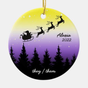 Décoration En Céramique noël subtil de la fierté non binaire