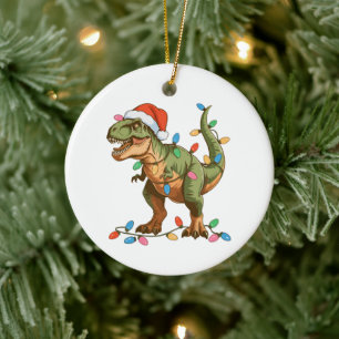 Décoration En Céramique Noël T Rex Dinosaure Xmas Dino Tyrannosaure