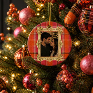 Décoration En Céramique Noël Tartan à carreaux vintage (Orange)