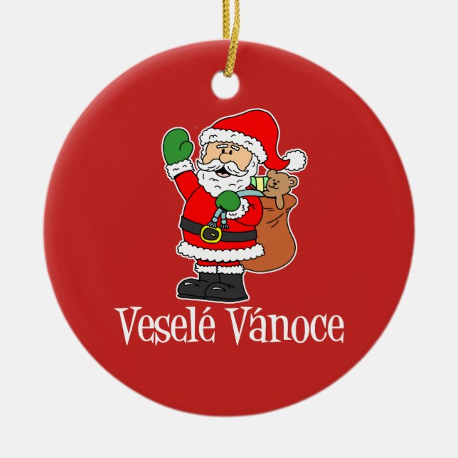 Décoration En Céramique Noël tchèque Père Noël de Vesele Vanoce (ROUGE) (Devant)