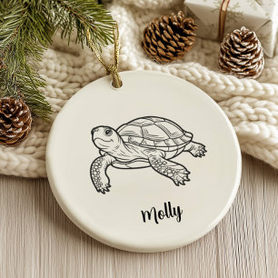 Décoration En Céramique Noël Tortue Personnalisé