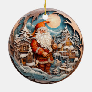 DÉCORATION EN CÉRAMIQUE NOËL TRADITIONNEL 3D VINTAGE SANTA CLAS