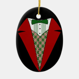 Décoration En Céramique Noël Tuxedo, Elfe rouge et verte