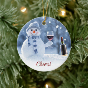 Décoration En Céramique Noël Vin de Noël Snowman Cute Drôle