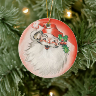 Décoration En Céramique Noël vintage, joyeux Père Noël rétro des années 50