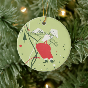 Décoration En Céramique Noël vintage, Père Noël chef avec dîner