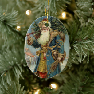 Décoration En Céramique Noël vintage, Père Noël victorien avec arbre