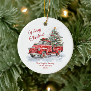 Décoration En Céramique Noël vintage Red Truck
