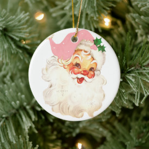 Décoration En Céramique Noël vintage Retro Jolly Santa Claus