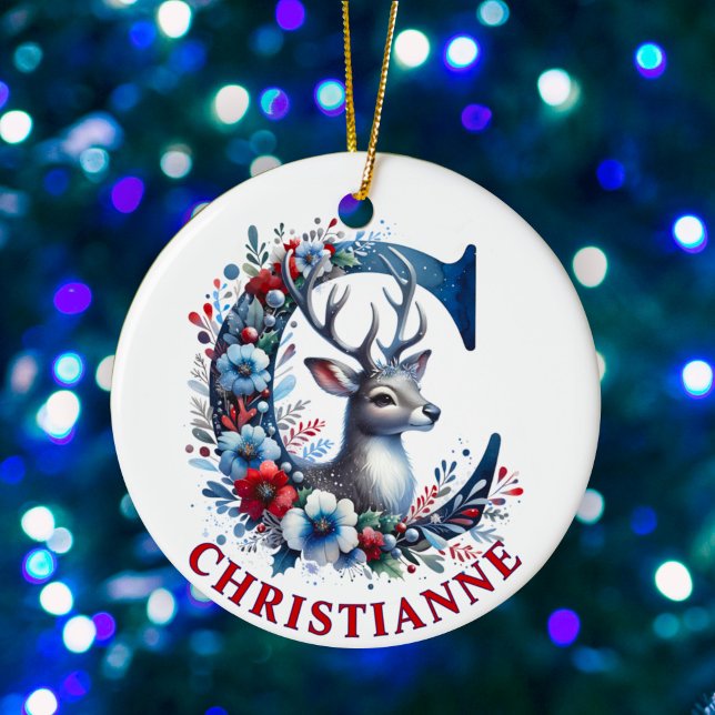 Décoration En Céramique Noëls Monogramme Lettre C Nom personnalisé (Créateur téléchargé)