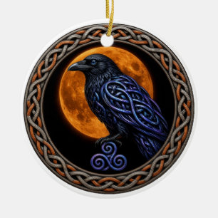 Décoration En Céramique Nœud celtique corbeau et Halloween de la pleine lu