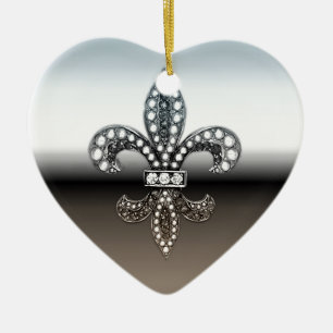 Décoration En Céramique Noir argenté de Fleur De Lis Flor la