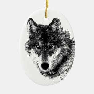 Décoration En Céramique Noir Blanc Inspiration Wolf Eyes
