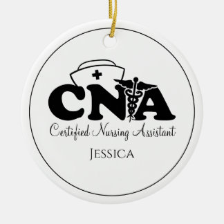Décoration En Céramique Noir Blanc Personnalisé CNA Infirmière Noël