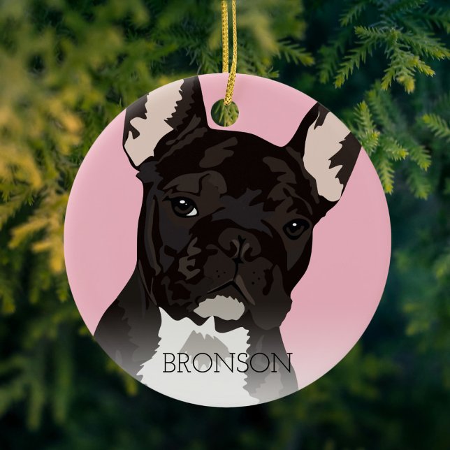 Décoration En Céramique Noir Bringé Noël Bouledogue Français (Créateur téléchargé)