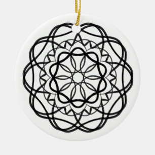 Décoration En Céramique Noir et blanc #3 Fleur Mandala