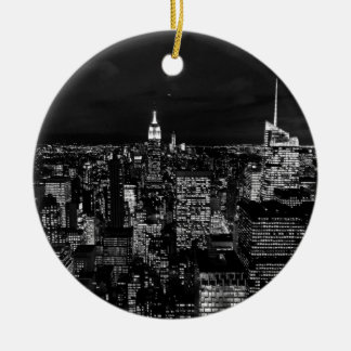 Décoration En Céramique Noir et blanc New York City Night Skyline