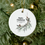 Décoration En Céramique Noir moderne élégante aquarelle céramique botaniqu<br><div class="desc">Aquarelle rustique noire moderne et élégante séchée botanique florale teintes muettes décoration de Noël de Noël.</div>