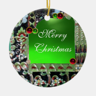 DÉCORATION EN CÉRAMIQUE NOIR ROUGE VERT ART NOUVEAU MONOGRAMME EN PIERRE D