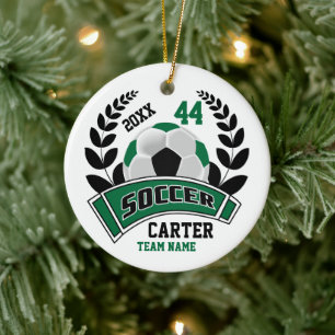 Décoration En Céramique Noir, Vert foncé et Blanc Personnaliser ⚽ Football