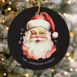 Décoration En Céramique Noir Vintage Aquarelle Noël du Père Noël<br><div class="desc">Célébrez la saison festive avec notre Aquarelle Vintage Noire Santa Claus Noël Céramique Ornament! Ce charmant ornement présente un design nostalgique du Père Noël et un arrière - plan élégant, alliant charme vintage et modernité. Parfait pour ajouter une touche festive à votre sapin de Noël. Personnalisez ce design personnalisé avec...</div>