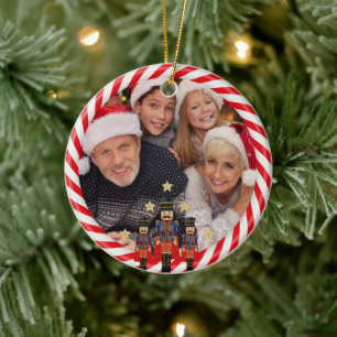 Décoration En Céramique Noisette de Noël Nom de famille Photo Personnalise