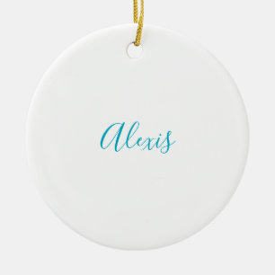 Décoration En Céramique Nom Calligraphie Écriture Simple Plain Blanc Bleu